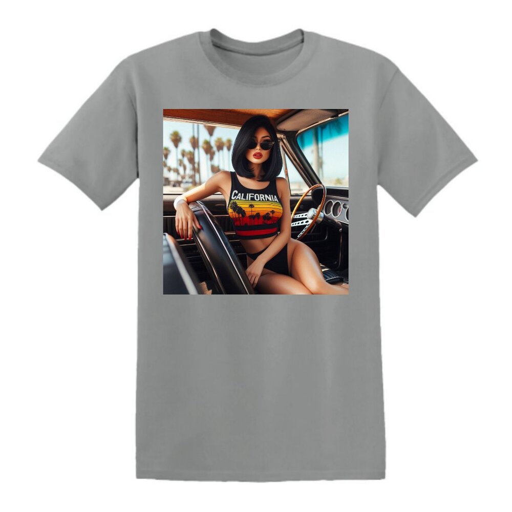 NWT California Dreamin Crew Neck Coastal Cruise Short Sleeve Graphic Tee (Gray)